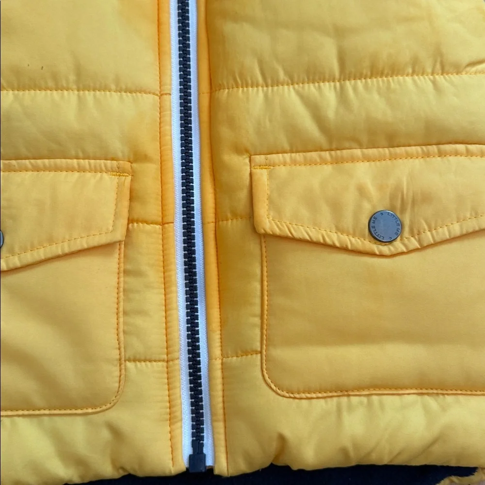 Little Me Toddler Sunny Yellow Kids Hooded Fleece Puffer Vest size 2T